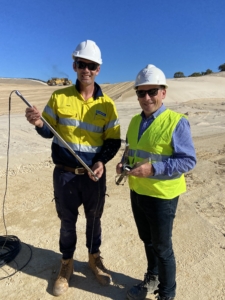 Dave from Monitel discussing remote monitoring instrumentation with Barry Lehane from Opifex